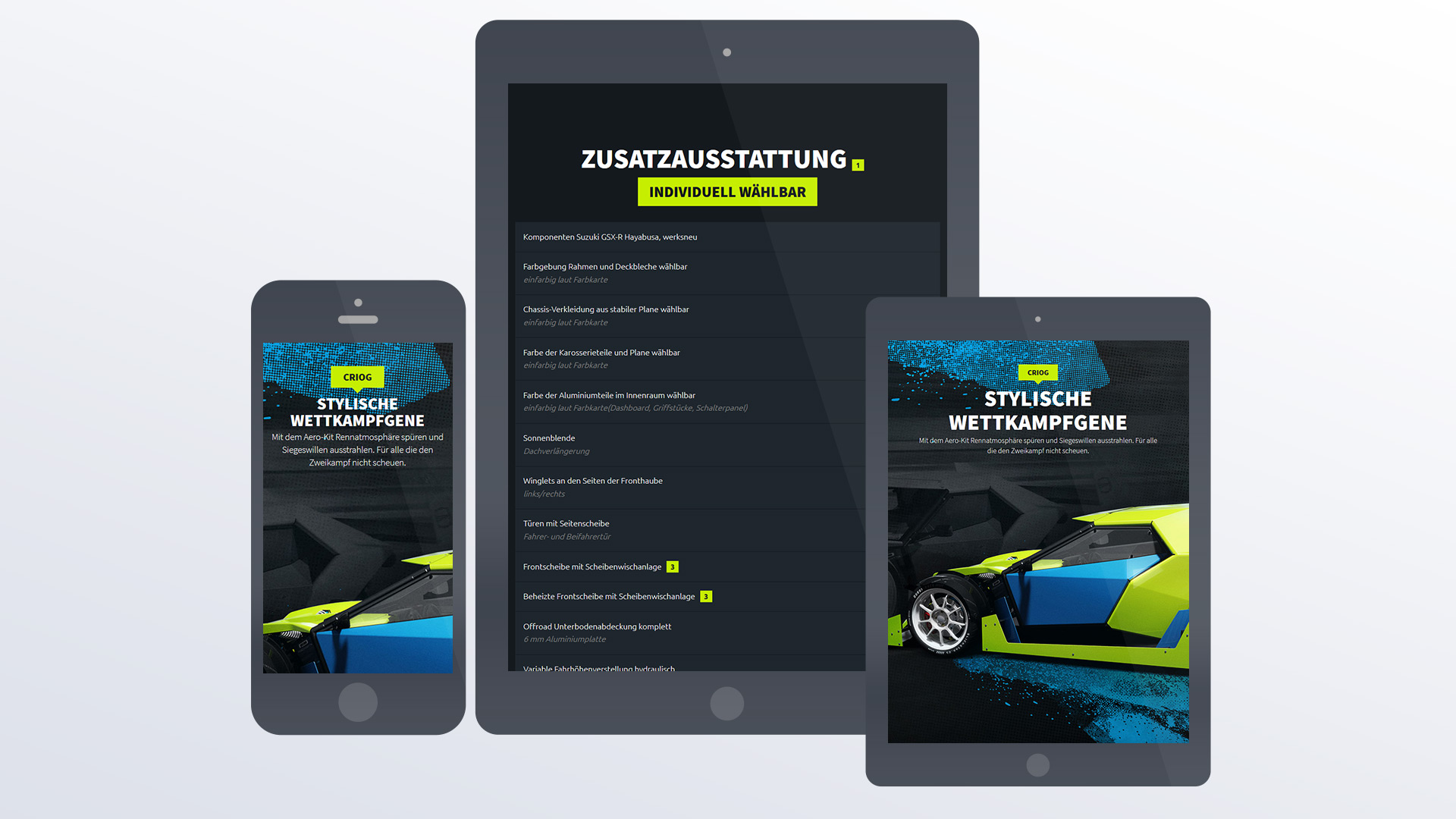 Mobile Webdesign für die CRIOG Webseite CRIOG der Buggy von SAM